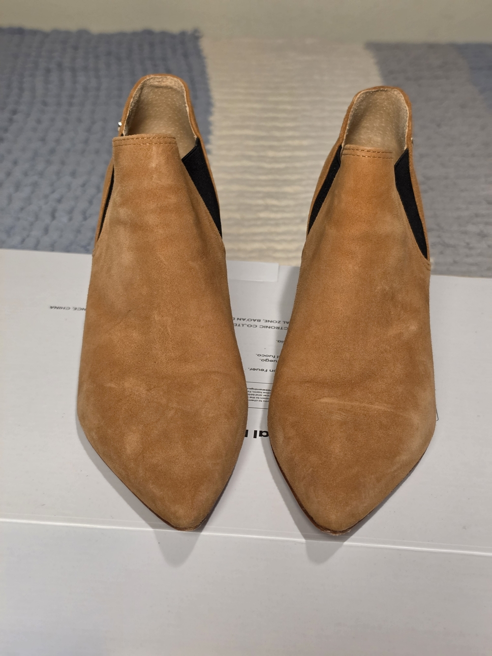 ANTONIO MELANI Tan Suede Pointed Slip-On Mules